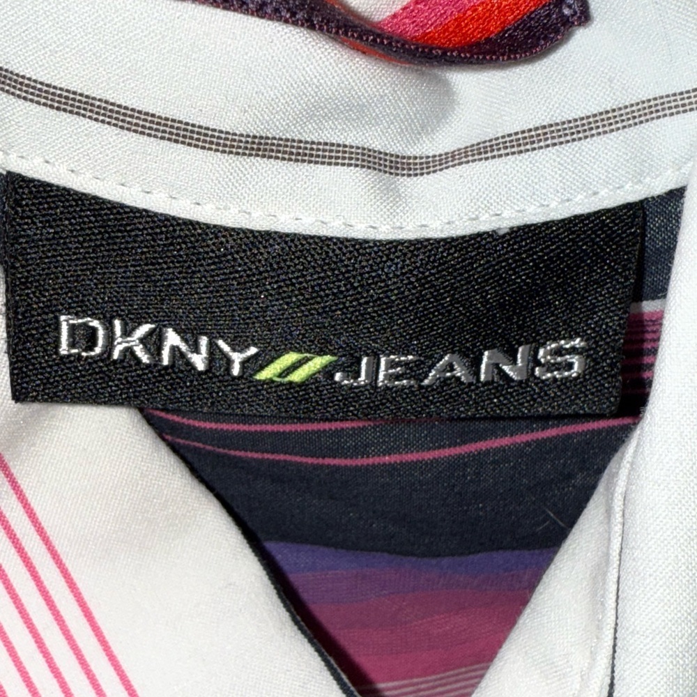 DKNY JEANS Men's XL Bold Stripe Button Down Shirt - Pink, Black, Purple - Picture 12 of 12